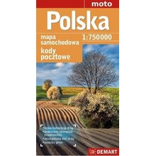 Mapa samochodowa - Polska 1:750 000 kody pocztowe