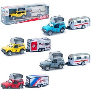 Auto terenowe metalowe z przyczepą MIX