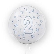 Balon 45cm Gwiazdki cyfra 2 niebieski TUBAN