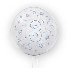 Balon 45cm Gwiazdki cyfra 3 niebieski TUBAN
