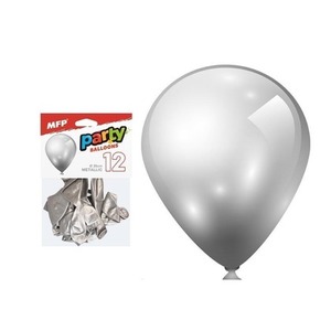 Balon dmuchany metal srebrny 26cm 12szt