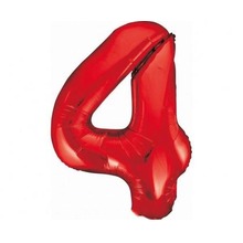 Balon foliowy B&C cyfra 4 czerwona 85cm