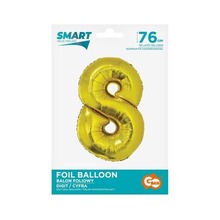 Balon foliowy cyfra 8 złota Smart 76cm