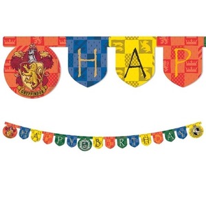 Banner Harry Potter Hogwarts Houses - Happy Birthd