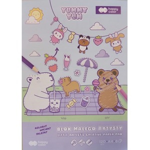 Blok kolorowanka Małego Artysty Kapibara, Yummy Yum, 120g/m2, A4, 8 ark, Happy Color