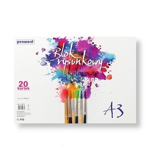 Blok rysunkowy A3 kolor 80g 20 kartek