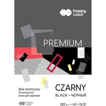 Blok techniczny czarny A3 Premium 220g Happy Color pakiet 10sztuk