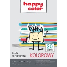 Blok techniczny kolorowy A4 170g Happy Color pakiet 10 sztuk