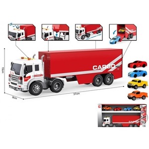 Ciężarówka 1:16 + autka x4 światło dźwięk