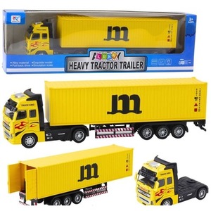 Ciężarówka z kontenerem napęd pull back żółta