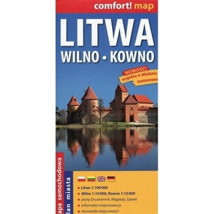 Comfort! map Litwa, Wilno, Kowno 1:700 000 w.2025