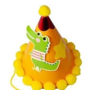 Czapeczka urodzinowa z pomponami Dinozaur