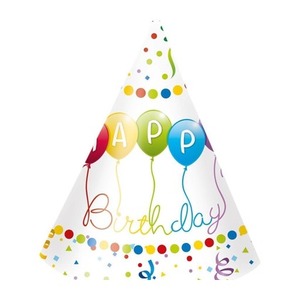 Czapeczki papierowe Happy Birthday 6szt