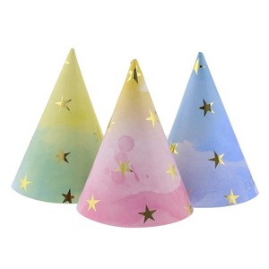 Czapeczki papierowe Złote Gwiazdki 6szt