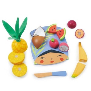 Deska do krojenia drewniana z owocami tropikalnymi