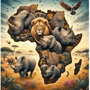 Diamentowa Mozaika Afryka kontynent zwierząt NO-2001761