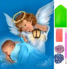 Diamentowa mozaika aniołek z dzieckiem lampion NO-1006966