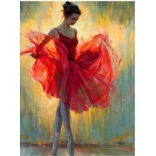 Diamentowa mozaika baletnica w czerwonej sukni NO-1007017