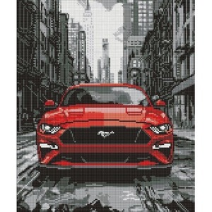 Diamentowa mozaika - Czerwony mustang 40x50cm