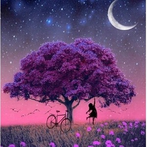 Diamentowa Mozaika Drzewo fioletowe- rowerem w świat magii NO-1005273