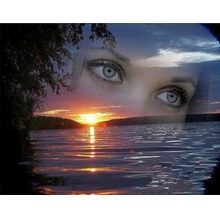 Diamentowa mozaika jezioro+ oczy kobiety NO-1006980
