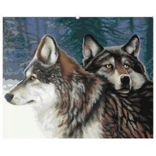 Diamentowa mozaika wilki dwa w zimowym lesie NO-1008528
