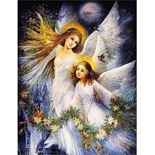 Diamentowa mozaika święte anioły z girlandą kwiatową NO-1007347