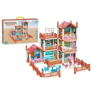 Domek dla lalek 2 piętra + akcesoria