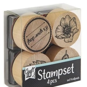 Drewniany zestaw stempli 4szt blue