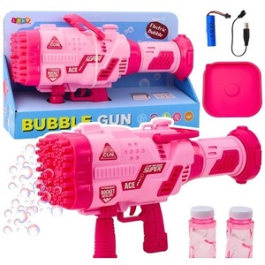 Duży pistolet na bańki mydlane elektryczny różowy