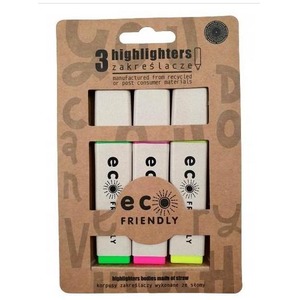 Ekologiczne zakreślacze korpus ze słomy 3 kolory