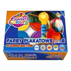 Farby plakatowe fluorescencyjne 6 kolorów 20ml