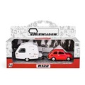 Fiat 126p + przyczepa Niewiadów Kemping czerwony