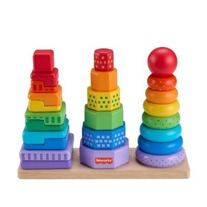 Fisher-Price. Drewniane piramidki Sorter kształtów