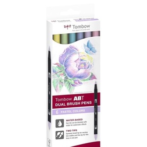 Flamastry Brush pen dwustronne pastel 6 kolorów