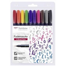 Flamastry brush pen Fudenosuke 10 kolorów