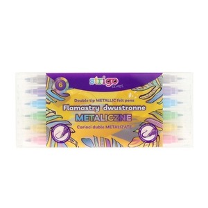Flamastry dwustronne metaliczne 6 kolorów STRIGO