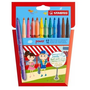 Flamastry Power 12 kolorów etui STABILO