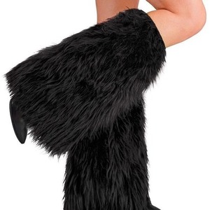 Futrzaste ocieplacze na nogi czarne