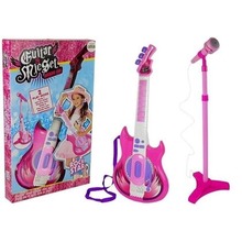 Gitara z mikrofonem różowa