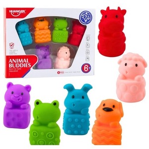 Gumowe miękkie klocki zwierzątka 6el.