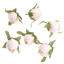Główki kwiatowe róże ecru 6szt