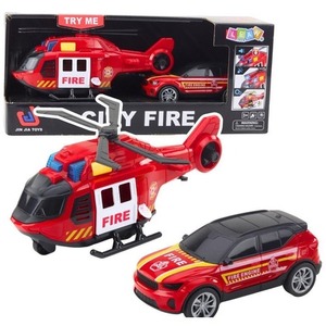 Helikopter i samochód straży pożarnej