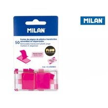 Indeksy transparentne Milan FLUO róż 45 x 25 mm, 50 szt.