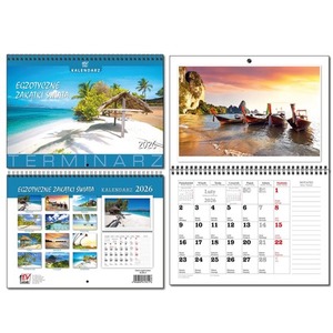 Kalendarz 2026 A3 Terminarz 13 planszowy Egzotyczne Zakątki Świata