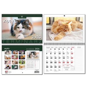 Kalendarz 2026 A3 Terminarz 13 planszowy Koty