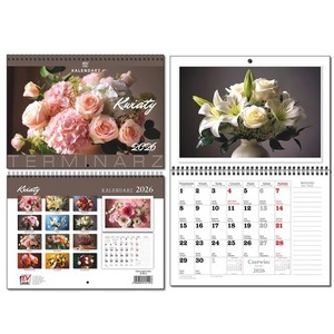 Kalendarz 2026 A3 Terminarz 13 planszowy Kwiaty