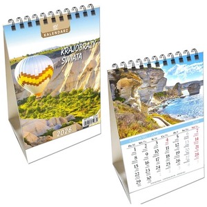 Kalendarz 2026 biurkowy pionowy Krajobrazy Świata