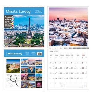 Kalendarz 2026 Miasta Europy z naklejkami