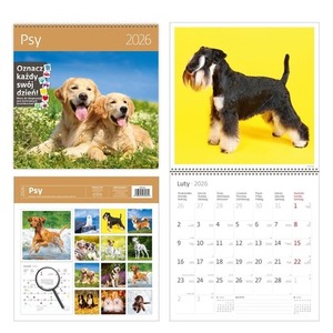 Kalendarz 2026 Psy z naklejkami